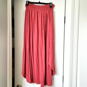 Brick Red Maxi Skirt with Pockets